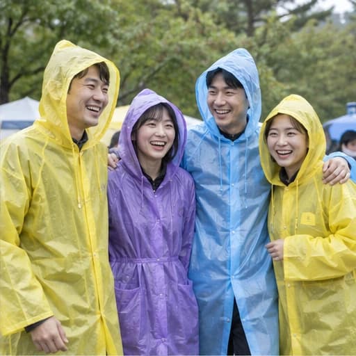 기업 행사 우비 사용 현장 연출 예시